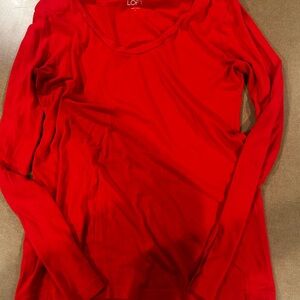 LOFT Bright Red Long Sleeve Tee